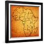 Gabon on Actual Map of Africa-michal812-Framed Art Print