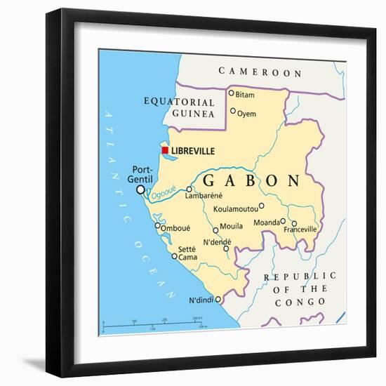 Gabon Political Map-Peter Hermes Furian-Framed Art Print