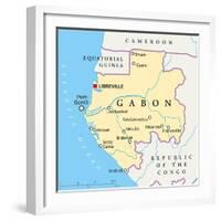 Gabon Political Map-Peter Hermes Furian-Framed Art Print