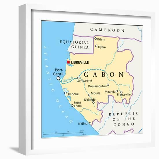 Gabon Political Map-Peter Hermes Furian-Framed Art Print