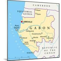 Gabon Political Map-Peter Hermes Furian-Mounted Art Print