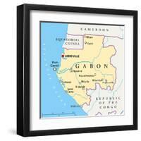 Gabon Political Map-Peter Hermes Furian-Framed Art Print