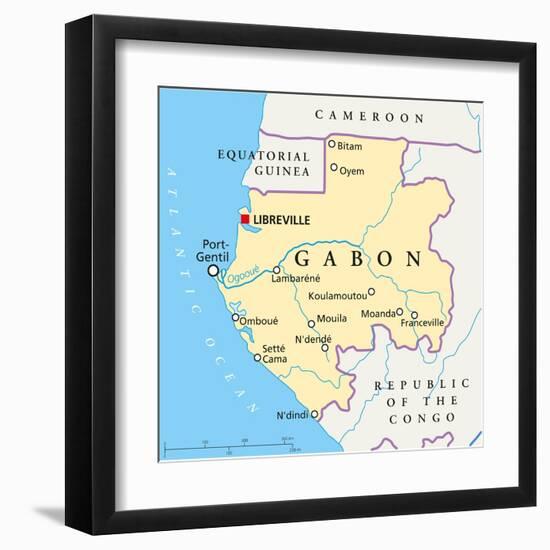 Gabon Political Map-Peter Hermes Furian-Framed Art Print
