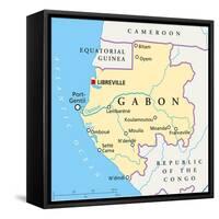 Gabon Political Map-Peter Hermes Furian-Framed Stretched Canvas