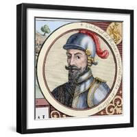 Gabriel De Rojas Cordova (C.1480-1549). Spanish Conqueror. Colored Engraving.-Tarker-Framed Giclee Print