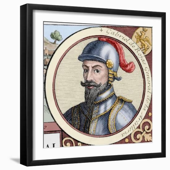 Gabriel De Rojas Cordova (C.1480-1549). Spanish Conqueror. Colored Engraving.-Tarker-Framed Giclee Print