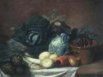 Still Life with Artichokes, Asparagus and Cabbage-Gabriel Germain Joncherie-Stretched Canvas