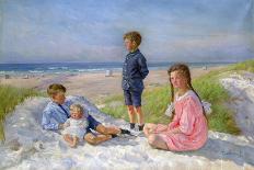 Erik, Else, Ove and Birthe Schultz on the Beach, 1919-Gabriel Jensen-Framed Giclee Print