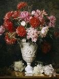 Peonies in a Vase on a Table-Gabriel Schachinger-Stretched Canvas