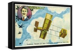 Gabriel Voisin and His Aircraft at the Camp De Chalons, France-null-Framed Stretched Canvas