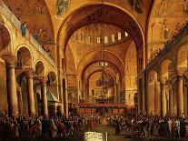 Interior, Saint Mark's Church, (San Marco) Venice, Italy, with Doge-Gabriele Bella-Giclee Print