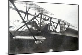 Gabriele d'Annunzio Flying with his Pilot to Drop Leaflets over Vienna, 1918-null-Mounted Giclee Print