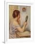 Gabrielle Holding a Mirror or Marie Dupuis Holding a Mirror with a Portrait of Coco, Early 1900S-Pierre-Auguste Renoir-Framed Giclee Print