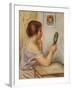 Gabrielle Holding a Mirror or Marie Dupuis Holding a Mirror with a Portrait of Coco, Early 1900S-Pierre-Auguste Renoir-Framed Giclee Print