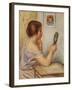 Gabrielle Holding a Mirror or Marie Dupuis Holding a Mirror with a Portrait of Coco, Early 1900S-Pierre-Auguste Renoir-Framed Giclee Print