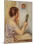 Gabrielle Holding a Mirror or Marie Dupuis Holding a Mirror with a Portrait of Coco, Early 1900S-Pierre-Auguste Renoir-Mounted Giclee Print