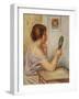 Gabrielle Holding a Mirror or Marie Dupuis Holding a Mirror with a Portrait of Coco, Early 1900S-Pierre-Auguste Renoir-Framed Giclee Print