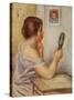 Gabrielle Holding a Mirror or Marie Dupuis Holding a Mirror with a Portrait of Coco, Early 1900S-Pierre-Auguste Renoir-Stretched Canvas