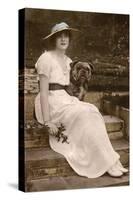 Gabrielle Ray, English Actress, with a Dog in a Garden-null-Stretched Canvas