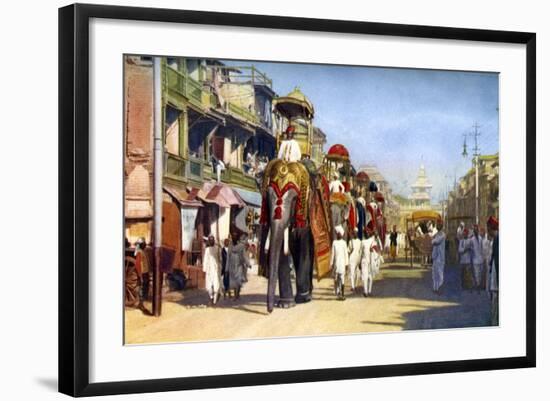 Gaekwar's State Elephants, Manipuri Bazaar, Bombay, India, C1924-null-Framed Giclee Print