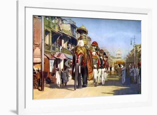 Gaekwar's State Elephants, Manipuri Bazaar, Bombay, India, C1924-null-Framed Giclee Print