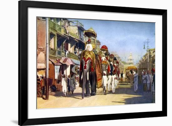 Gaekwar's State Elephants, Manipuri Bazaar, Bombay, India, C1924-null-Framed Giclee Print