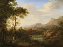 Classical River Landscape with Cattle and Figures-Gaetano Tambroni-Mounted Art Print