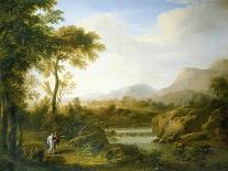 Classical River Landscape with Cattle and Figures-Gaetano Tambroni-Stretched Canvas