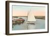 Gaff-Rigged Sailboat in Lagoon-null-Framed Art Print