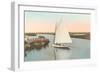 Gaff-Rigged Sailboat in Lagoon-null-Framed Art Print