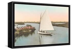 Gaff-Rigged Sailboat in Lagoon-null-Framed Stretched Canvas
