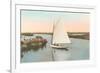 Gaff-Rigged Sailboat in Lagoon-null-Framed Premium Giclee Print