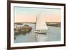 Gaff-Rigged Sailboat in Lagoon-null-Framed Premium Giclee Print