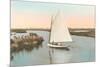 Gaff-Rigged Sailboat in Lagoon-null-Mounted Premium Giclee Print