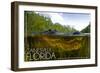 Gainesville, Florida - Alligator Underwater-Lantern Press-Framed Art Print