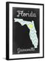 Gainesville, Florida - Chalkboard State Heart-Lantern Press-Framed Art Print