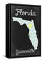 Gainesville, Florida - Chalkboard State Heart-Lantern Press-Framed Stretched Canvas