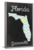 Gainesville, Florida - Chalkboard State Heart-Lantern Press-Framed Art Print