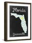 Gainesville, Florida - Chalkboard State Heart-Lantern Press-Framed Art Print