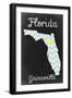 Gainesville, Florida - Chalkboard State Heart-Lantern Press-Framed Art Print