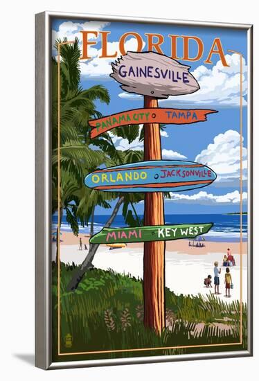 Gainesville, Florida - Destination Signpost-Lantern Press-Framed Art Print