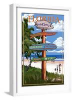 Gainesville, Florida - Destination Signpost-Lantern Press-Framed Art Print