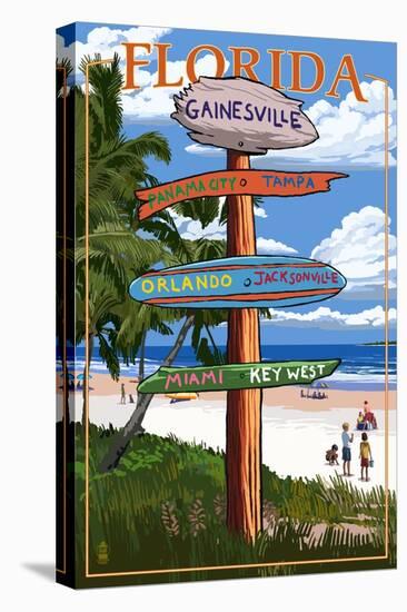 Gainesville, Florida - Destination Signpost-Lantern Press-Stretched Canvas