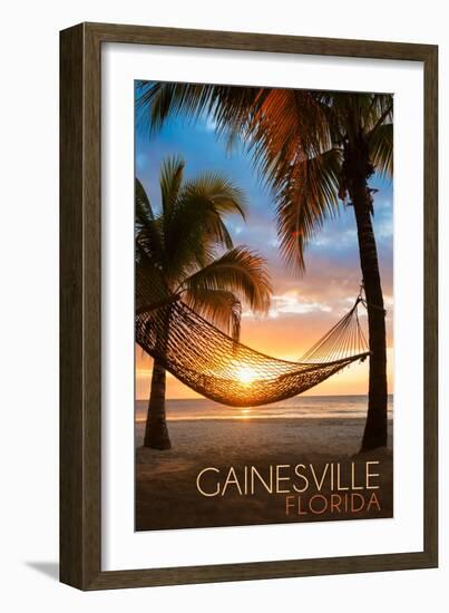Gainesville, Florida - Hammock and Sunset-Lantern Press-Framed Art Print