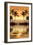 Gainesville, Florida - Palms and Orange Sunset-Lantern Press-Framed Art Print
