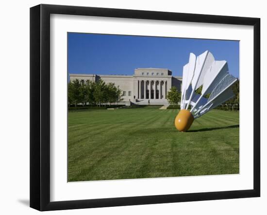 Gaint Shuttlecock Sculpture in Front of a Museum, Nelson Atkins Museum of Art, Kansas City-null-Framed Premium Photographic Print