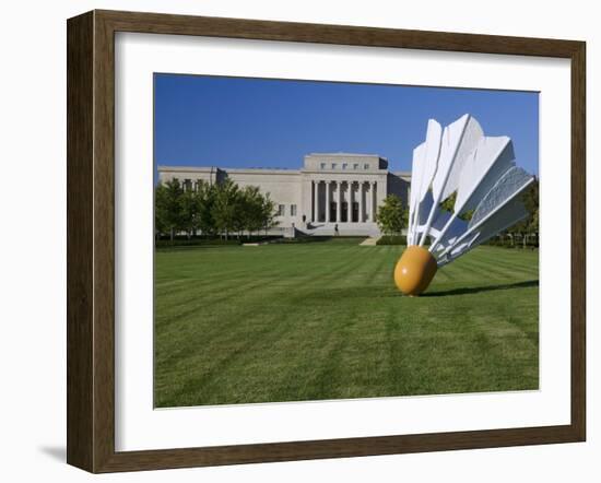 Gaint Shuttlecock Sculpture in Front of a Museum, Nelson Atkins Museum of Art, Kansas City-null-Framed Photographic Print