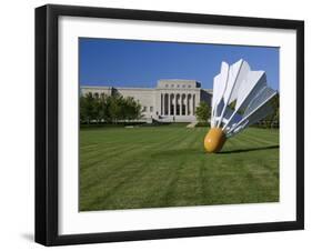 Gaint Shuttlecock Sculpture in Front of a Museum, Nelson Atkins Museum of Art, Kansas City-null-Framed Photographic Print