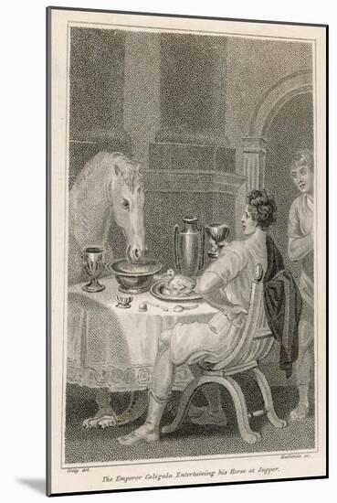 Gaius Caesar Caligula Fed His Horse Swift at His Table from Golden Tableware-null-Mounted Art Print