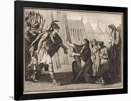 Gaius Marcius (Caius Marcius) Coriolanus and his mother Veturia (488 BC)-French School-Framed Giclee Print